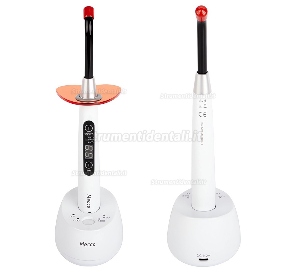 Mecco Q5 Lampada fotopolimerizzatrice a LED odontoiatrico (max 1600 mW/cm&sup2;) con illuminometro